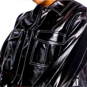 Forever 21 Faux Leather Patent Jacket Size XS Excellent Condition